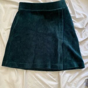 Blue green corduroy folded skirt